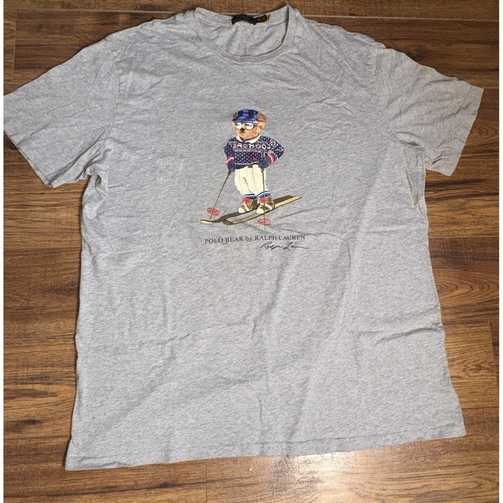 Polo Ralph Lauren Men's Gray Graphic Print Crew-Neck T-Shirt Sz 2XL Preppy